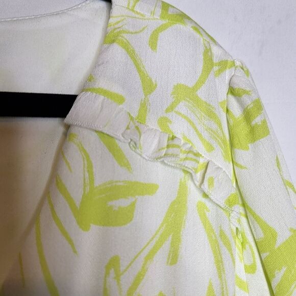 4X 26W Torrid Yellow Floral Empire Waist Gauze Skater Dress Lined Mini Stretch W - Picture 10 of 11